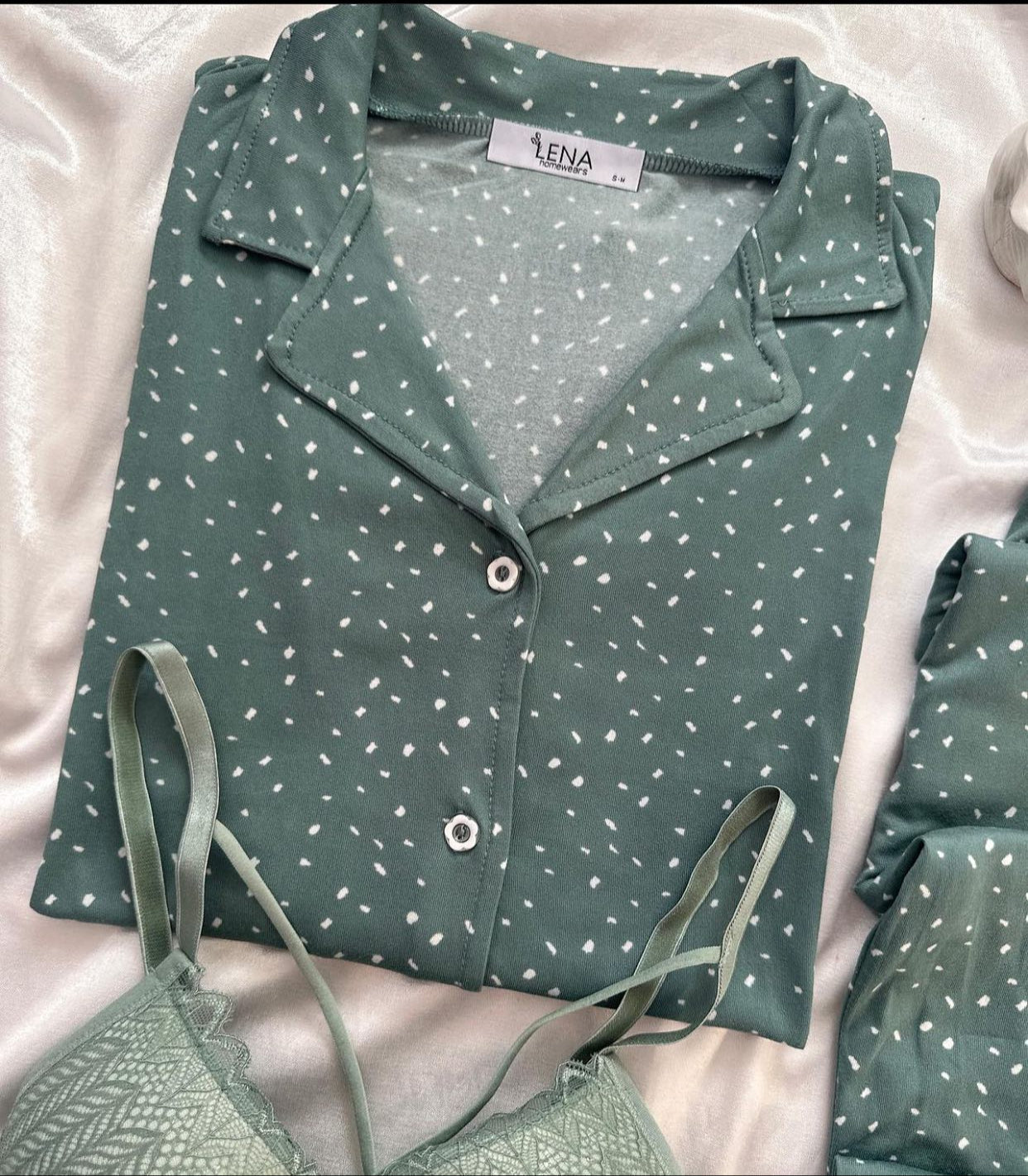 Green Love Night Suit & Bra Penty Set Combo for Women's